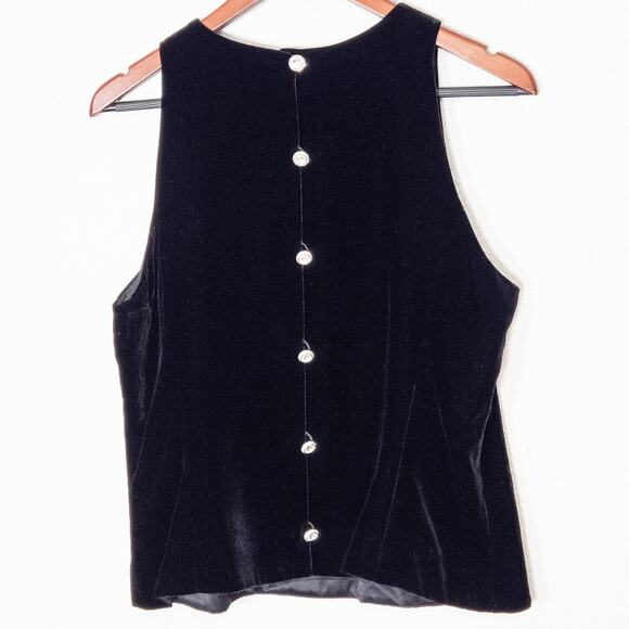 Ann Taylor Sleeveless Velvet Top Black Size 14 Dark Academia - Picture 2 of 5